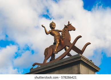 The Boy On Rocking Horse On Top Of Fourth Plinth In Trafalgar Square