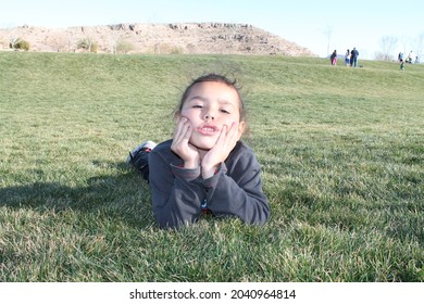 Boy Outside Playing And Exploring. Goofy Kid Faces 