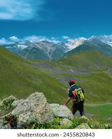 boy performing high mountain tracking 