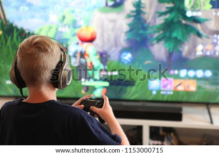 Boy playing Fortnite