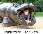 a boy playing on the Playground