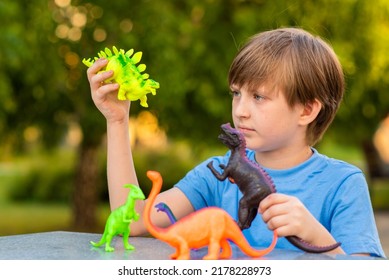 Boy Playing Toy Dinosaurs Outside Stock Photo 2178228973 | Shutterstock