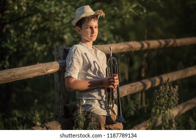 Boy Playing Trumpet