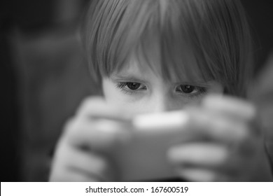 Boy playing video game