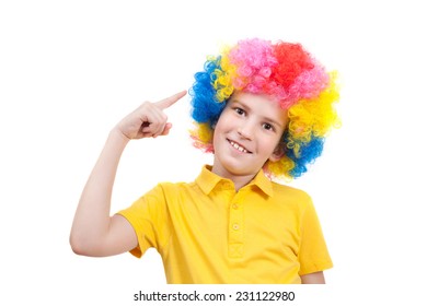 Boy Pointing His Finger His Multicoloured Stock Photo 231122980 