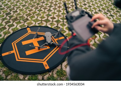 Boy Preparing A Drone For Flight.