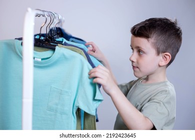 Boy Preschooler Standing By Hangers Racks Stock Photo 2192423645 ...