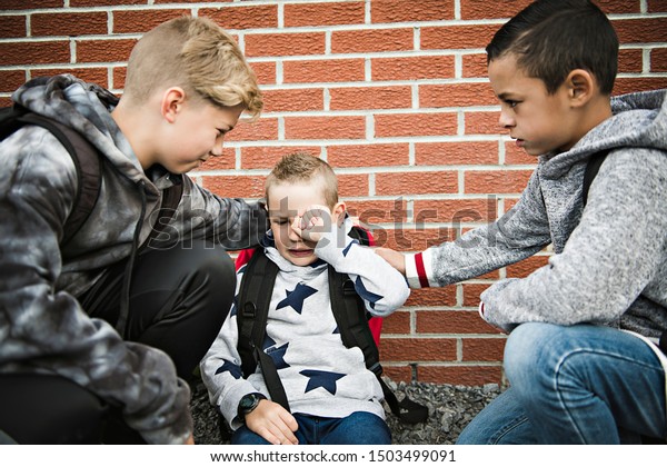 Boy Problem School Sitting Consoling Child Stock Photo 1503499091 ...