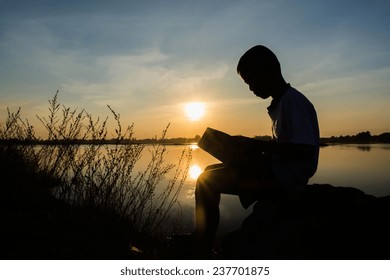 Boy Reading,silhouette Concept