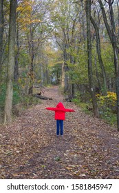 Boy In Red Jacket Hiking The Appalachian Trail 