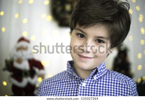 Boy Room Christmas Decorations People Holidays Stock Image