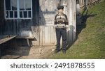 Boy at the rustic house