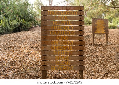 Boy Scout Laws On Wooden Sign