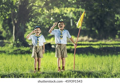 Boy Scout Making An Oath