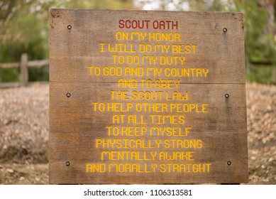 Boy Scout Oath On Wooden Sign