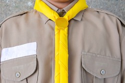 Boy Scout, Uniforms,Yellow Scarf, Brown Shirt,costumes Worn By Students In Thailand.