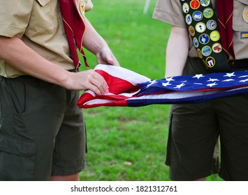 Boy Scouts Folding American Flag