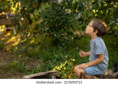 Boy Sitting Near Fire Lighting Twigs Stock Photo 2176093715 | Shutterstock