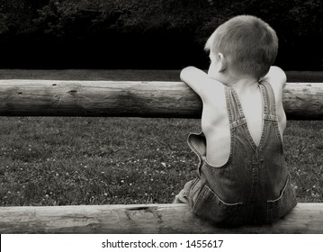 Boy Sitting On Fence