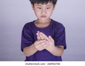 Boy With Sore Hands And Fingers.