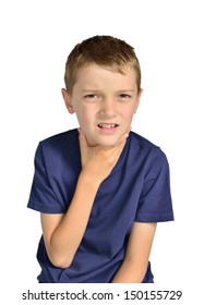 Boy With Sore Throat Sick Isolated