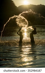 Boy Splash Water River Stock Photo 352984187 