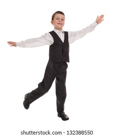 Boy In Suit Open Arms Isolated