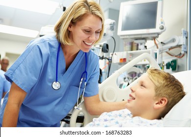 Boy Talking To Female Nurse In Emergency Room