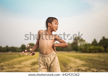 Boy Thai Ancient Hairstyle Play Farm Stock Photo Edit Now