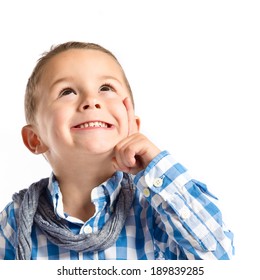 Boy Thinking Over White Background 