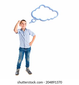 Boy Thinking Over White Background Stock Photo 188310221 | Shutterstock