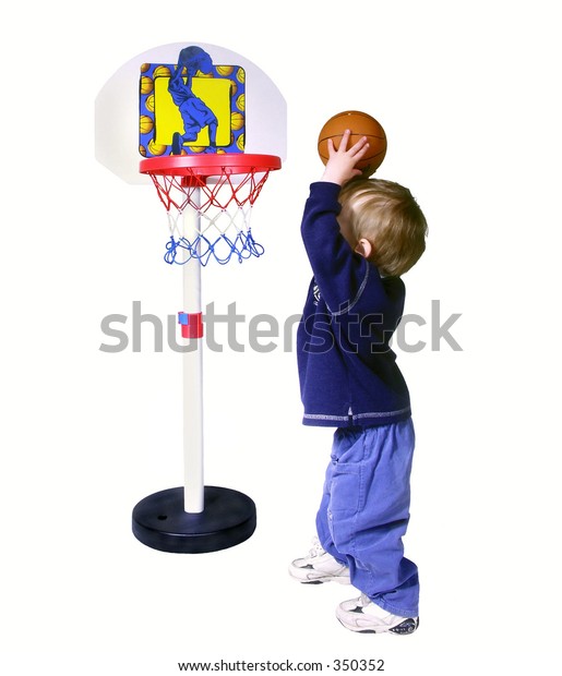 Boy Throwing Basket Ball Stock Photo (Edit Now) 350352