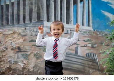 Boy with a tie, posing