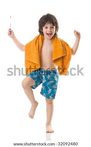 Similar – photo of an adorable boy learning to swim