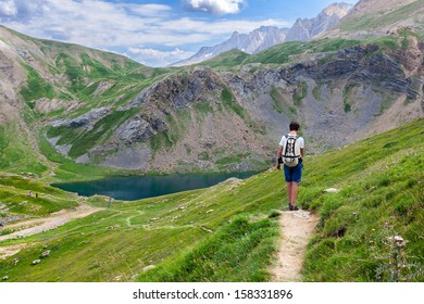 Boy Trekking In The Spanish Pyrenees