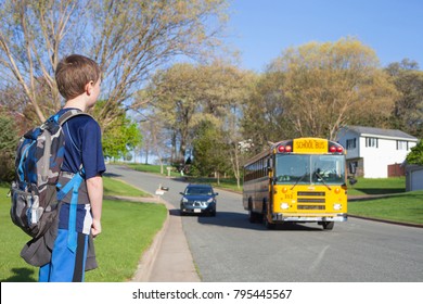 Boy waiting his school bus