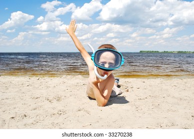 Boy Wearing Mask And Snorkel