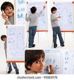 Boy Writing On A Whiteboard