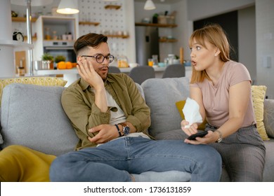 Boyfriend Girlfriend Arguing On Couch Angry Stock Photo (Edit Now ...