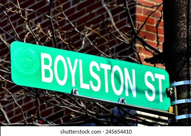 Boylston Street Sign Site Of 2013 Boston Bombings