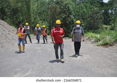 Boyolali ,Indonesia - June 06 2022;Groups Of Mining Worker In The Mine Site With Safety Wear