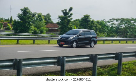 Boyolali Indonesia June 9 2022 Toyota Avanza Family Car Driving Fast On Trans Jawa Highway Toll Road