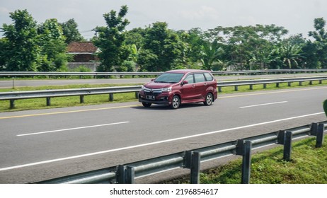 Boyolali Indonesia June 9 2022 Toyota Avanza Family Car Driving Fast On Trans Jawa Highway Toll Road