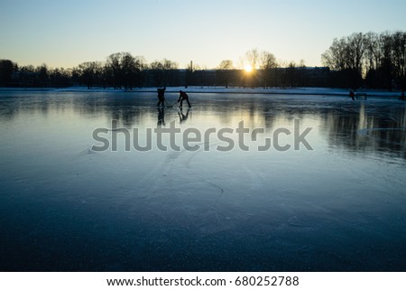 Similar – iridescent pond Winter