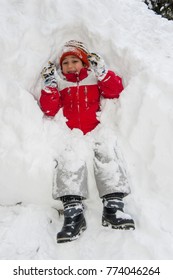 Boys Playing In Really Big Snow