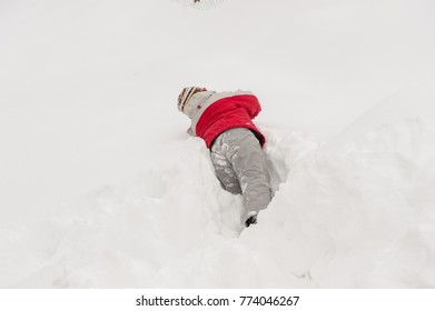 Boys Playing In Really Big Snow