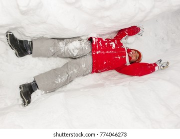 Boys Playing In Really Big Snow