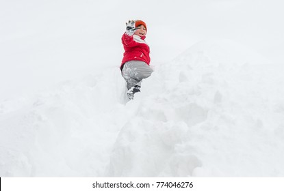 Boys Playing In Really Big Snow