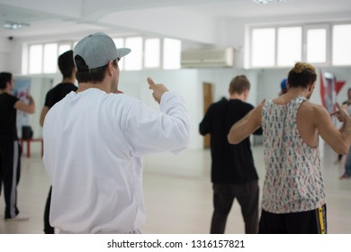 Boys Street-dance Crew Practicing At Dance Classes.