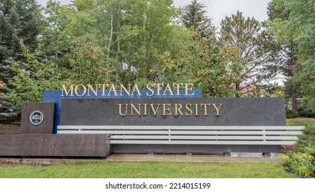 Bozeman, Montana, October 3, 2022: Entrance Sign To Montana State University Sign In Bozeman, Montana